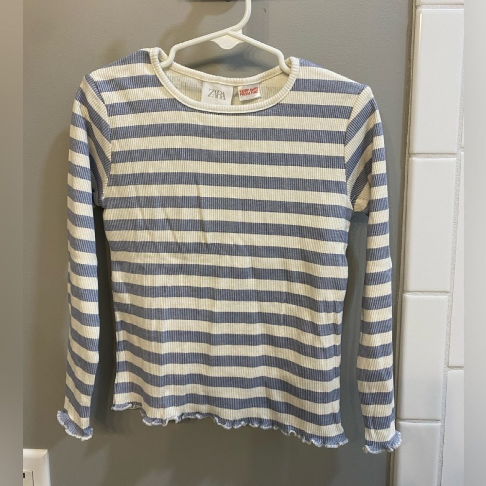 Zara Blue and White Striped Shirt / Size 3-4 (104 cm) / NWT